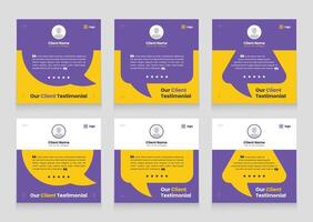 Client feedback social media post bundle carousel template design. vector