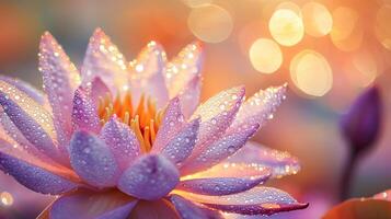 purple lotus flower with bokeh background photo