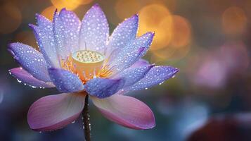purple lotus flower with bokeh background photo