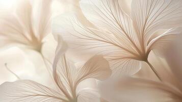 White flowers are illuminated by warm and soft light making them look beautiful. photo