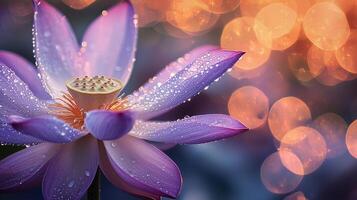 purple lotus flower with bokeh background photo