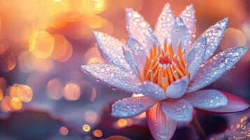 purple lotus flower with bokeh background photo