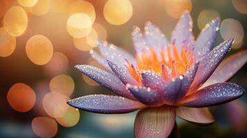 purple lotus flower with bokeh background photo