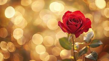 red rose flower with warm and beautiful bokeh light background photo