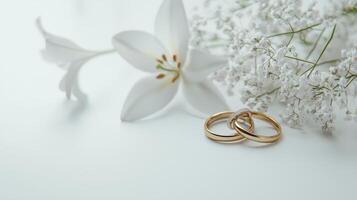 wedding ring and white lilies photo