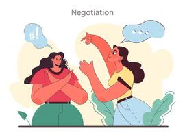 Soft skill. Employee with negotiation skill. Making a compromise vector