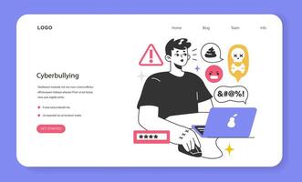 Cyberbullying web banner or landing page. Online harassment with unfriendly, vector