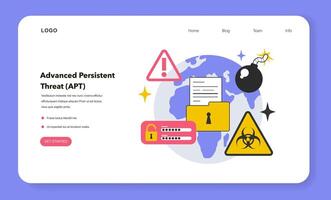 APT or Advanced persistent threat web banner or landing page. vector