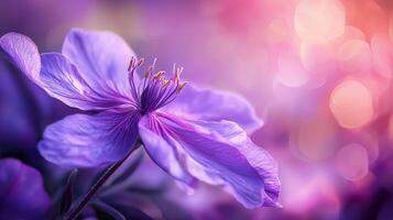 Beautiful purple flowers with blurred background photo