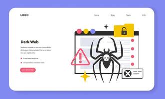 Darkweb or darknet web banner or landing page. Worldwide network vector