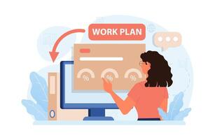 Hybrid work. Characters with a flexible schedule, working from office vector