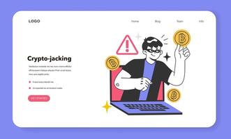 Cryptojacking web banner or landing page. Hidden unauthorized vector