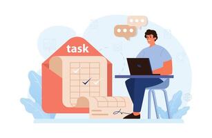 Hybrid work. Characters with a flexible schedule, working from office vector
