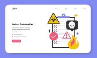 BCP or business continuity plan web banner or landing page. Methodology vector
