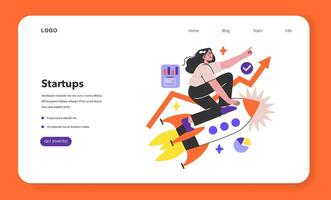 Start up web banner or landing page. New business launching. Idea of project vector