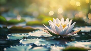 Lotus flowers illuminated by the beautiful morning sun photo