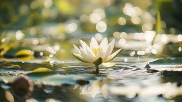 Lotus flowers illuminated by the beautiful morning sun photo