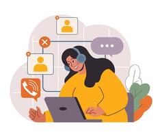 Hybrid work. Characters with a flexible schedule, working from office vector