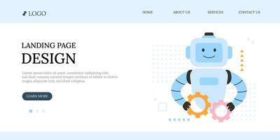Artificial intelligence robot landing page vector