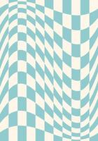 Retro checkered background with distorted squares vector