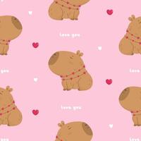 Seamless pattern with cute lovely capybara vector