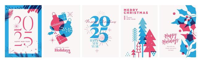 Merry Christmas and Happy New Year. illustration for greeting card, party invitation card, website banner, social media banner, marketing material. vector