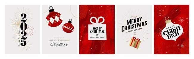 Christmas and New Year Greeting Cards. illustration concepts for background, greeting card, party invitation card, website banner, social media banner, marketing material. vector