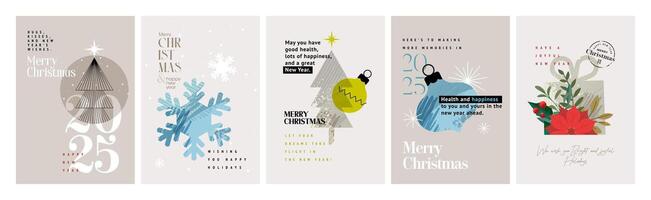 Set of Christmas and New Year Cards. illustration concepts for graphic and web design, social media banner, marketing material. vector