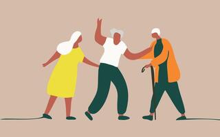 elegant drawing Home for the elderly, Positive images of people enjoying activities, dancing, playing. images vector