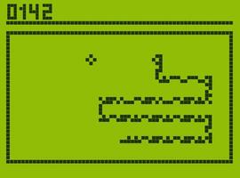 Mobile iconic retro game concept. Pixel snake on green cell phone screen. Classic game design. vector