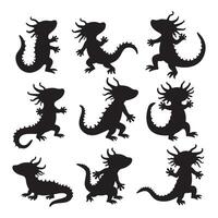 Lizard silhouettes set of different types of lizard vector