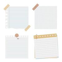 Ripped blank notes and papers, Torn paper notepad with tape vector