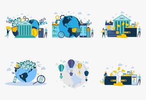 Pos terminal and payment systems, currency, coins, NFC payment system. Financial transactions, cashless payment transactions. Money transfer metaphor. vector