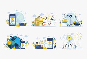 Pos terminal and payment systems, currency, coins, NFC payment system. Financial transactions, cashless payment transactions. Money transfer metaphor. vector