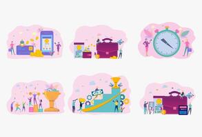 People build a rocket spacecraft. Solid teamwork in a startup. colorful business illustration vector