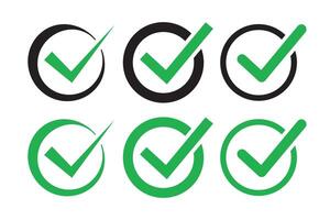 Set of circle shape check mark symbols. Approval and confirmation check mark vector
