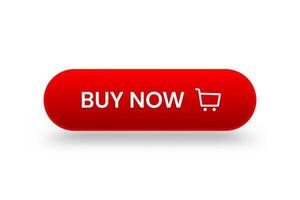 Red 3d buy now button. Button element for web design and mobile devices vector
