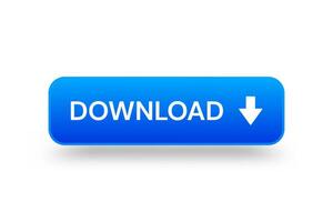 Blue 3d download button. Button element for web design and mobile devices vector