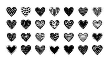 Set of hand drawn heart. collection scribble markers hearts isolated on white background. illustration for print, scrap booking, graphic design, web and other. vector