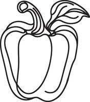 a drawing of a capsicum with a black outline vector
