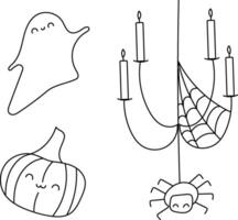 Set of Halloween elements, simple doodle elements. vector