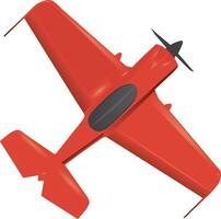 Red colored aircraft of a particular design flying in the air vector