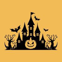 Halloween Witch Castle Icon Illustration vector