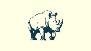 A rhino is standing in front of a white background vector