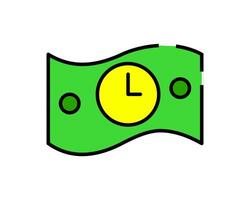 Illustration of a clock with a money, symbolizing a pending payment for a recent order vector