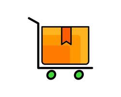 Illustration of a moving cardboard box, indicating that the product is currently in delivery process vector