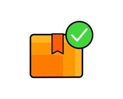 Illustration of a package with a checkmark, symbolizing a successfully delivered product to the customer vector