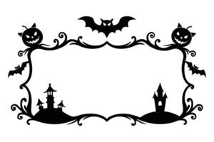 Halloween frame with bats and castle vector
