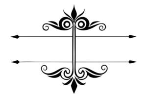 A black and white design with a scroll and two arrows vector