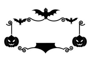 Halloween frame with bats and pumpkins vector